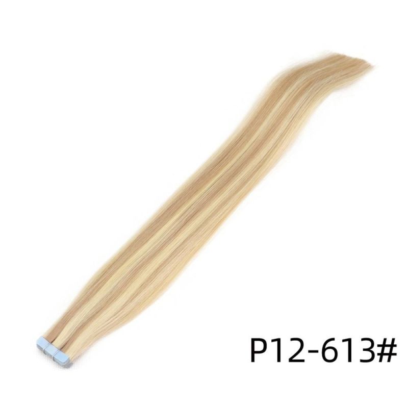 Human Hair Tape Extensions European Natural Seamless Skin Weft 16" Black Brown Blonde 100% Virgin Remy Hair 10 PCS