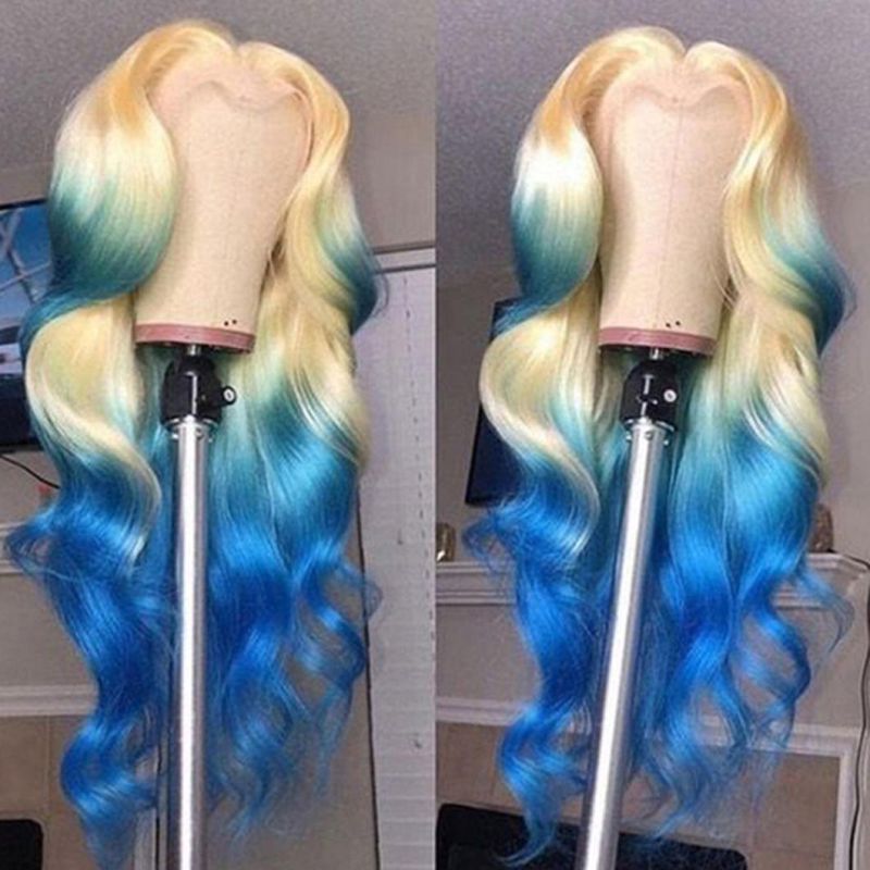 T613 Yellow Pink Red Green Purple Blue Wig Body Wave Lace Front Wig Virgin Lace Front Brazilian Human Hair Wigs for Women Omber Lace Wig 30 Inches