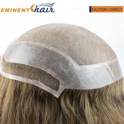 100% Human Hair Fine Mono Cap Toupee for Men Hairpieces Lace Men&prime; S Toupee