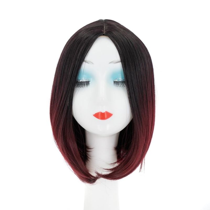 Kbeth Women Bob Wig for White Woman 2021 Fashion Short Cut Straight Dark Red Blue Color Custom Remy 10 12 14 16 Inch Ladies Wigs Wholesale