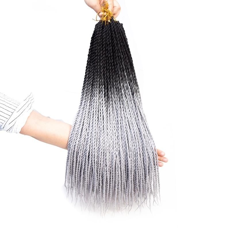 Synthetic Ombre Blue Hair Extensions Braids Senegalese Twist Crochet Braiding High Temperature Fiber