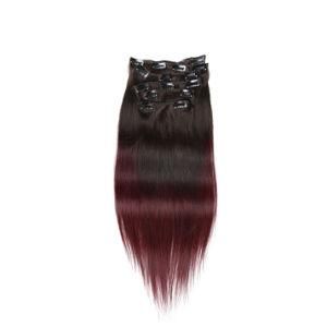 Brazilian Straight T2/99j Clip-in 100% Human Hair