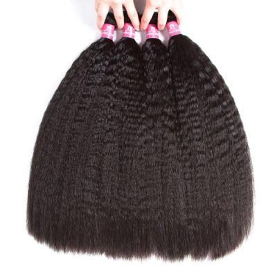 Kbeth Wholesale Brazilian Virgin Cuticle Aligned Natural Kinky Straight Yaki Weave Hair Bundles with Lace Frontal Closure Overnight Shipping