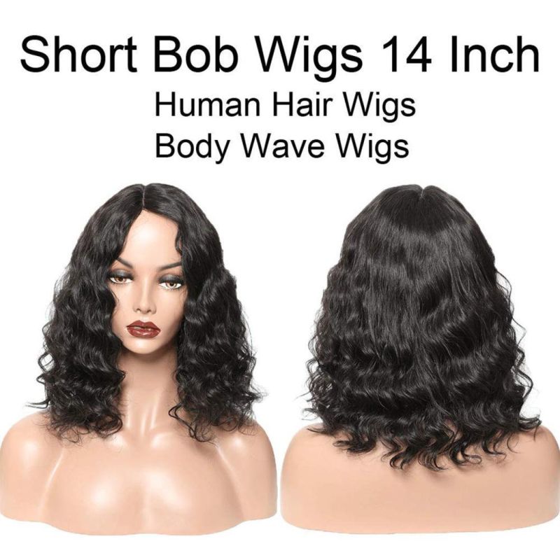 Short Bob Lace Front Wigs Human Hair 150% Density Short Body Wave Wigs for Black Women Natural Color 10inch