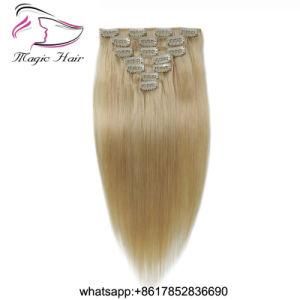 Clip in Hair Human Hair Extensions Remy Hair Full Head Balayage Color 613 Skin Weft Vrigin Hair 7 PCS Sets Extensions