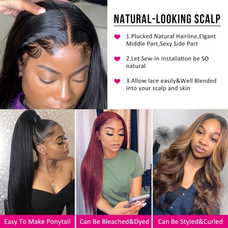 12inch 360 Full Lace Wig Human Hair Pre Plucke for Black Women Brazilian Straight Lace Front Human Hair Wigs HD 360 Lace Frontal Wig HD