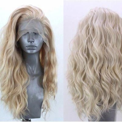 Water Wave Wigs Lace Front 13X2 Synthetic Wig for Women Blonde Natural Heat Resistant Breathable Long Hair 24 Inches