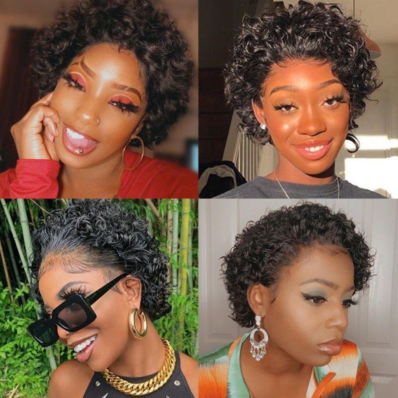 Sunlight Pixie Curly Real Human Hair Lace Front Wig