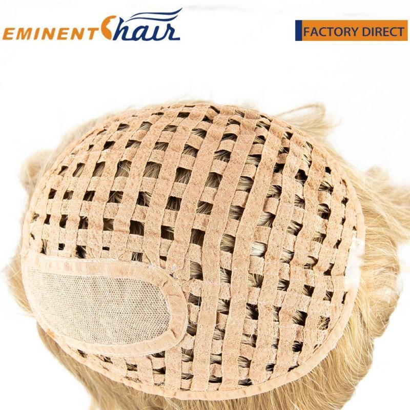 Custom Blond Ribbon Integration with Lace Part Female Toupee Human Hair Blond