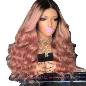 Ombre Pink Color Body Wave Brazilian Virgin Hair Lace Front Human Hair Wigs