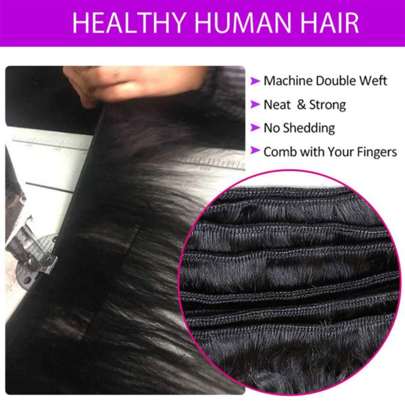 Loose Wave 3 Bundles with Lace Closure 100% Unprocessed Virgin Human Hair Bundles Free Part Natural Color