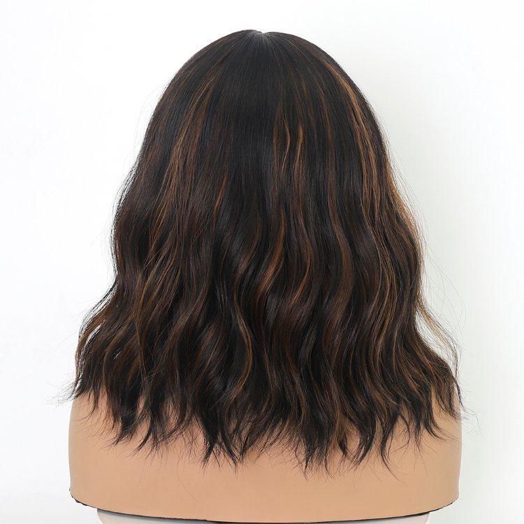 Wavy Wig Shoulder Length Short Bob Wigs with Bangs Synthetic Wig for Women P2/30