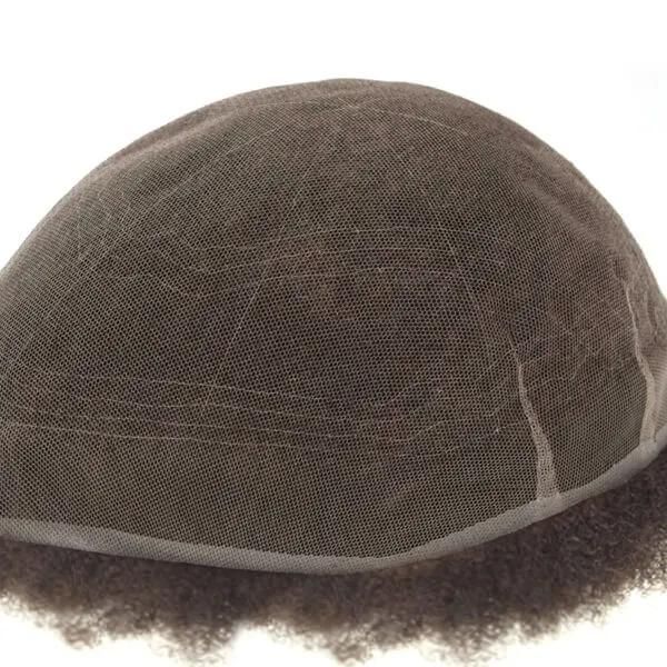 French Lace Base Stock Afro Curly Natural Toupee for Men