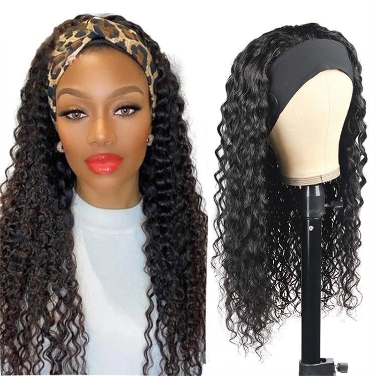 Very Popular Deep Wave Headband Wigs Cheap None Lace Wigs Human Hair for Black Women Peruvian Glueless Can Be Customized Stock