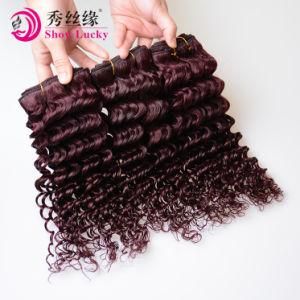 Show Lucky Hair Deep Wave Peruvian Virgin Bundles Burgundy Red Human Hair Extension