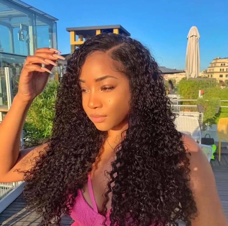 Long Mink Brazilian Nice Cruly Virgin Hair Frontal Lace Wigs