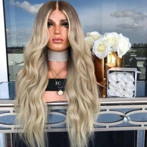 4 Wig Type Optional Ombre Balayage Ash Blonde Long Loose Wavy Human Hair Wig for Women Hj11-4-2018-B