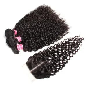 Top Grade Curly Wave Human Hair Weaving Natural Black