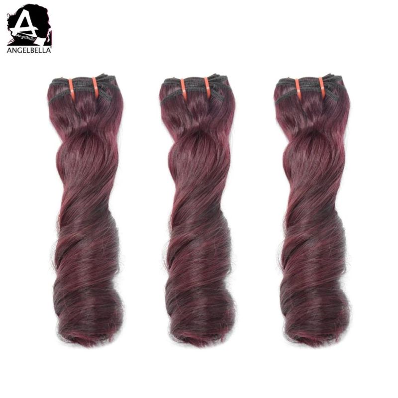 Angelbella 100% Virgin Human Remy Hair Spring Wave 1b# Wine Super Double Drawn Hair Bundles