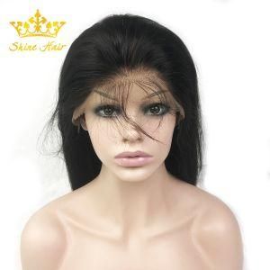 Nature Color Straight Brazilian Virgin Human Hair 4*4 Front Lace Wig with Transparent Lace
