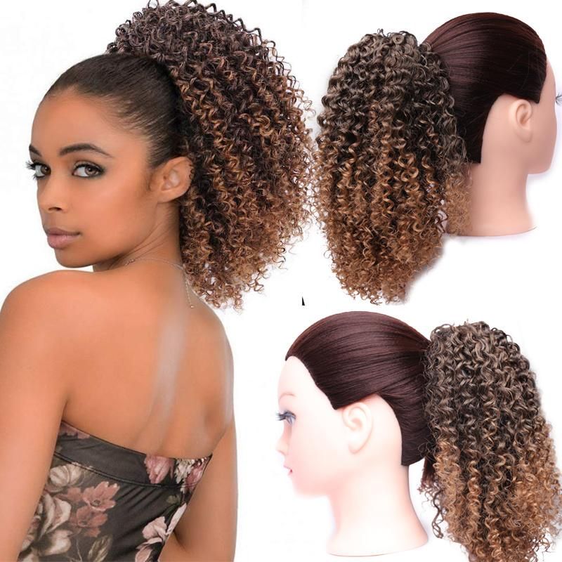Kbeth Kinky Curly Ponytail Afro Hair Drawstring Ponytail Synthetic 2021 Fashion Sexy Custom Accept Clip in Hair Tail Hair Pieces Wig Pony Tail Hair Extension