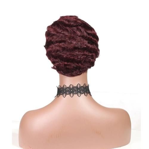 Human Hair Finger Wave Wigs for Women Mommy Wigs 99j Color