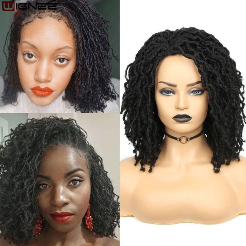 Short Soft Black Synthetic Wigs Faux Loose Dreadlock Dreads Braiding Crochet Twist Fiber for Black Women Daily Hair Wig