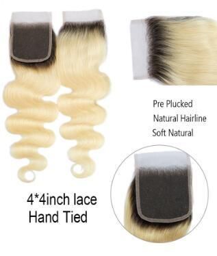 Super Quality 1b/613 Bundles with 4X4 Lace Closure Weaves Bundles Peruvian and Brazilian Human Hair