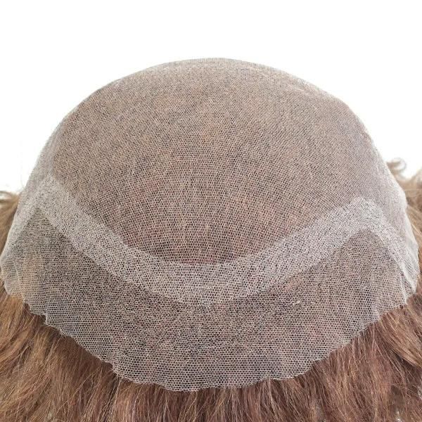 French Lace with Swiss Lace Front Natural Hairline Toupee