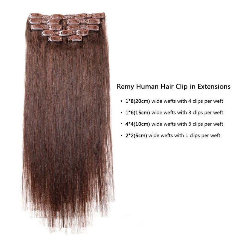 Clip on Human Hair Extensions Brazilian Virgin Hair Clip in Hair Extensions 18"