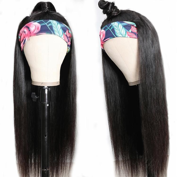 Brazilian Raw Human Virgin Remy Hair Headband Wig Vendor Wholesale Machine Made None Lace Glueless Wig Customized Styles