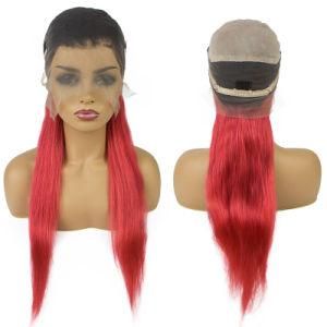 Cheap Brazilian Human Hair Full Lace Wig with Ombre Red Color
