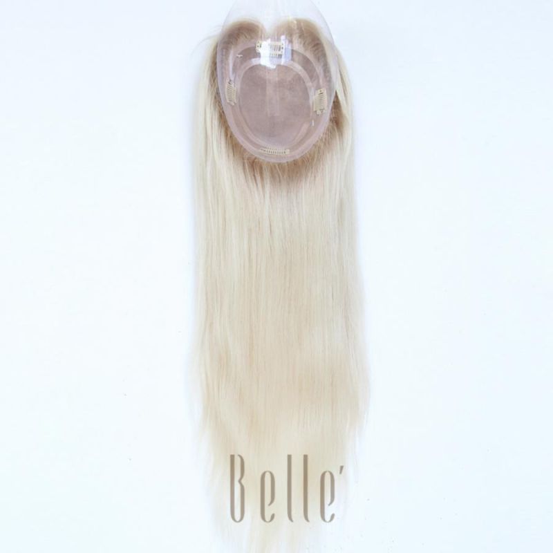 T Color 100% Virgin Human Hair Mono Topper for Females