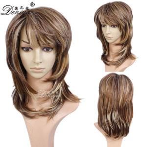 Fashion European Style Middle Mixed Color Synthetic Machine Made Cosplay Wig