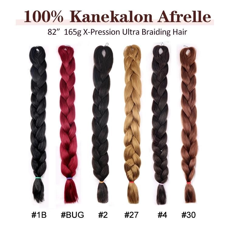 100% Kanekalon 82 Inch 165g Ultra Braids Synthetic Afrelle Braid Fiber Synthetic Japanese Kanekalon Synthetic Braiding Hair
