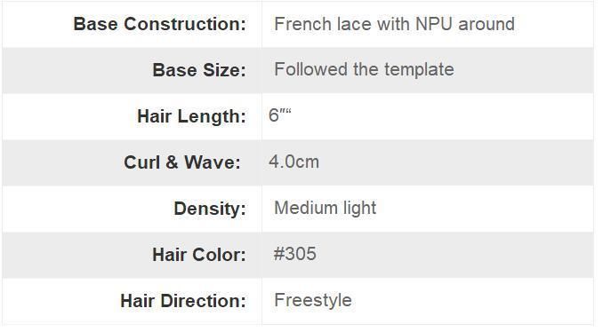 High Quality Real Human Hair - Full French Lace with Npu Around - Men′s First Choice