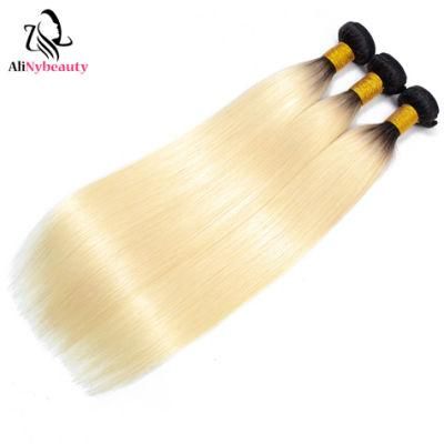 T1b/613 Natural Straight Blonde Cuticle Aligned Human Hair Extension Weft