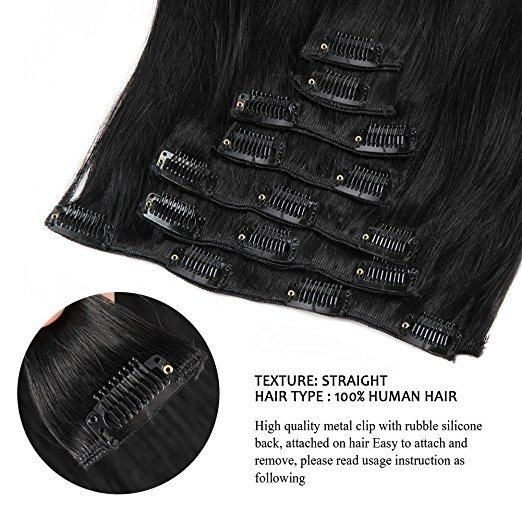 Wholesale Price Clip in Hair Extensions 8pieces 20clips for Full Head Set Clip in Human Hair (AV-CH100-18-1)