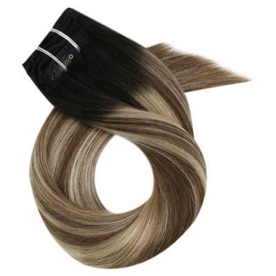 Clip in Hair Extensions 10-24 Inch Machine Remy Human Hair Brazilian Doule Weft Full Head Set Straight 7PCS 100g (10Inch Color 1B-8-24)