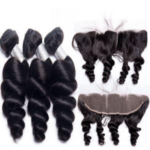 Brazilian Loose Wave Bundle with Closure 3 Bundle Human Hair Weave
