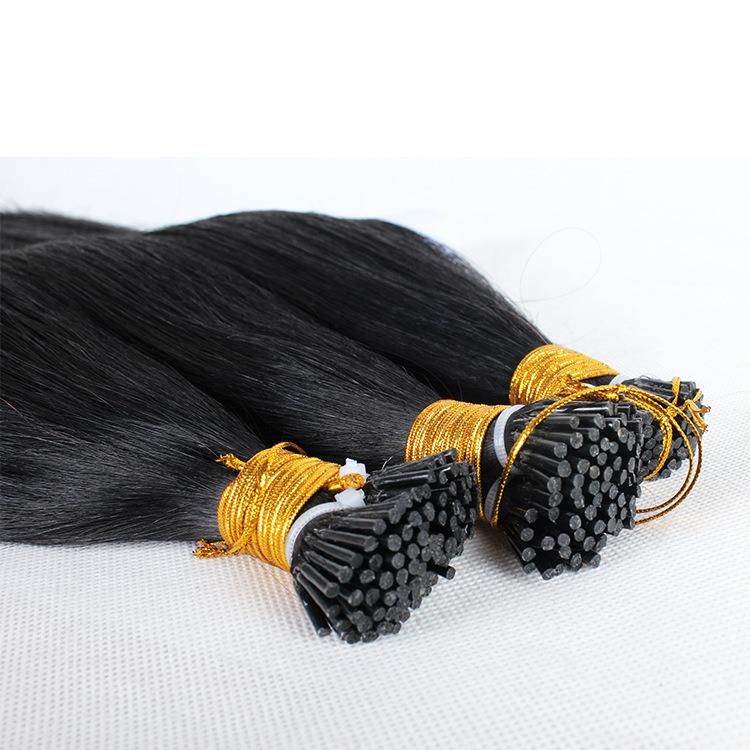 Wholesale Factory Brazilian Raw Remy Human Hair Kinly Straight I-Tip Hair Extensions