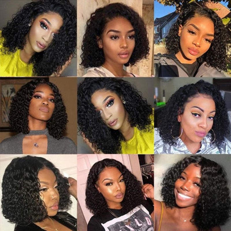Wholesale China Remy Hair Bob Lace Front Wig Black Deep Wave Human Hair Extensions Full Lace Wig Pure Brazilian Virgin Human Hair Wig