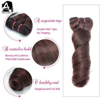 Angelbella Wholesale Price Raw Remy Hair Extension Spring Wave Dark Wine Mink Brazilian Remy Human Hair