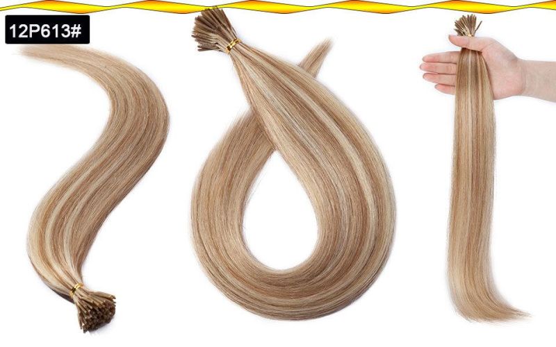 Human Hair Keratin Capsules Pre Bonded I Tip Hair Extensions
