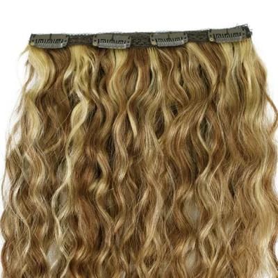Water Wave Clip in Hair Extensions Machine Made Remy Brazilian Human Hair Head Set Clip in 8/613 27/613 20 Inches