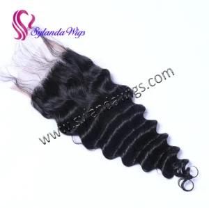 Brazilian Remy Deep Wave 4&quot;X4&quot; Silk Base Closure Natural Black Human Hair Closure with Free Shipping