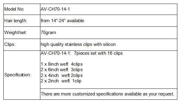 Brazilian Hair Extension Body Wave Clip in Human Hair Extension (AV-CH70-14-1)