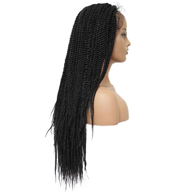 28 Inch Straight Braided Wigs for Women Synthetic Hair Wig Small Senegalese Twist Lace Front Braids Wigs with Baby Hair