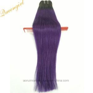 Customized Ombre Color Braids Straight Human Hair Virgin Remy Peruvian Hair Weaving