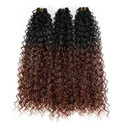 Kinky Curly Human Hair Weave 3 Bundles Ombre Color